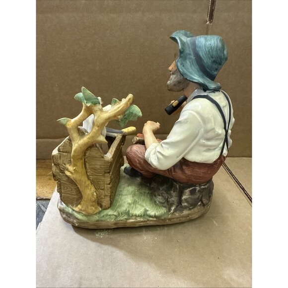 Norleans Japan Bisque Porcelain Man & Dog Figurine Mid-Century 7.5" Collectible - Picture 5 of 9